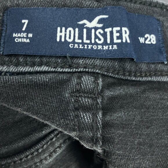 Hollister 7 28 Gray Black Stretch Ultra High Rise Denim Jean Shorts‎ 3" Inseam - Picture 4 of 6